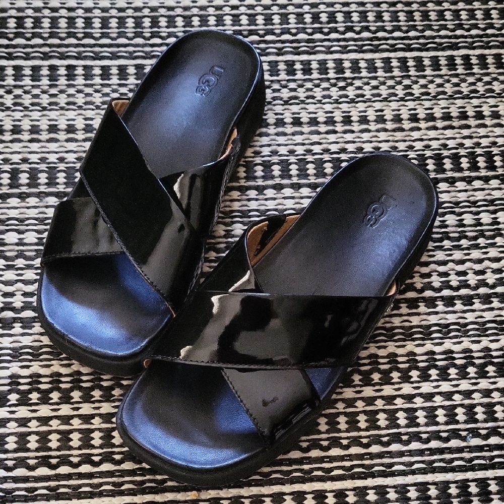 UGG Black Patent Sandals